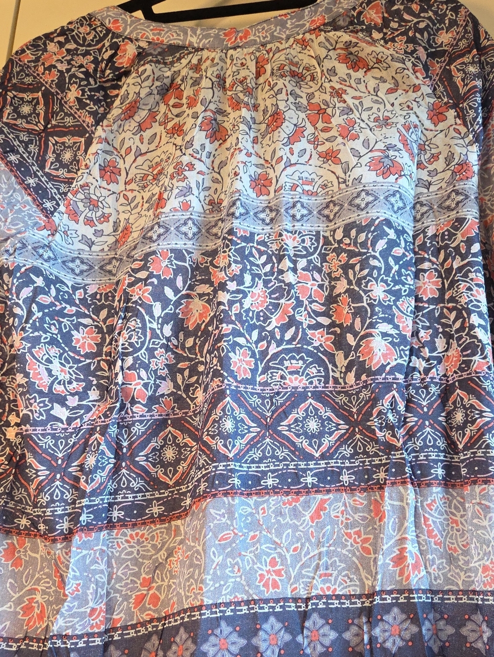 Free People Boho Floral Stripe Tunic Dress in Blue & Coral - Picture 6 of 7